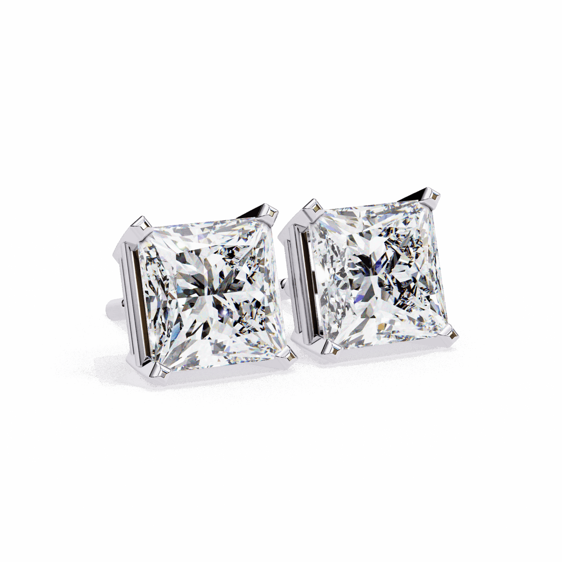 3 Carat Refined Princess Solitaire Earrings in Moissanite | House of Estara