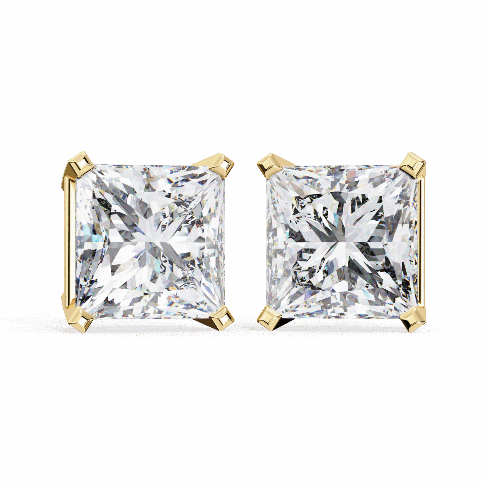 3 Carat Refined Princess Solitaire Earrings in Moissanite | House of Estara