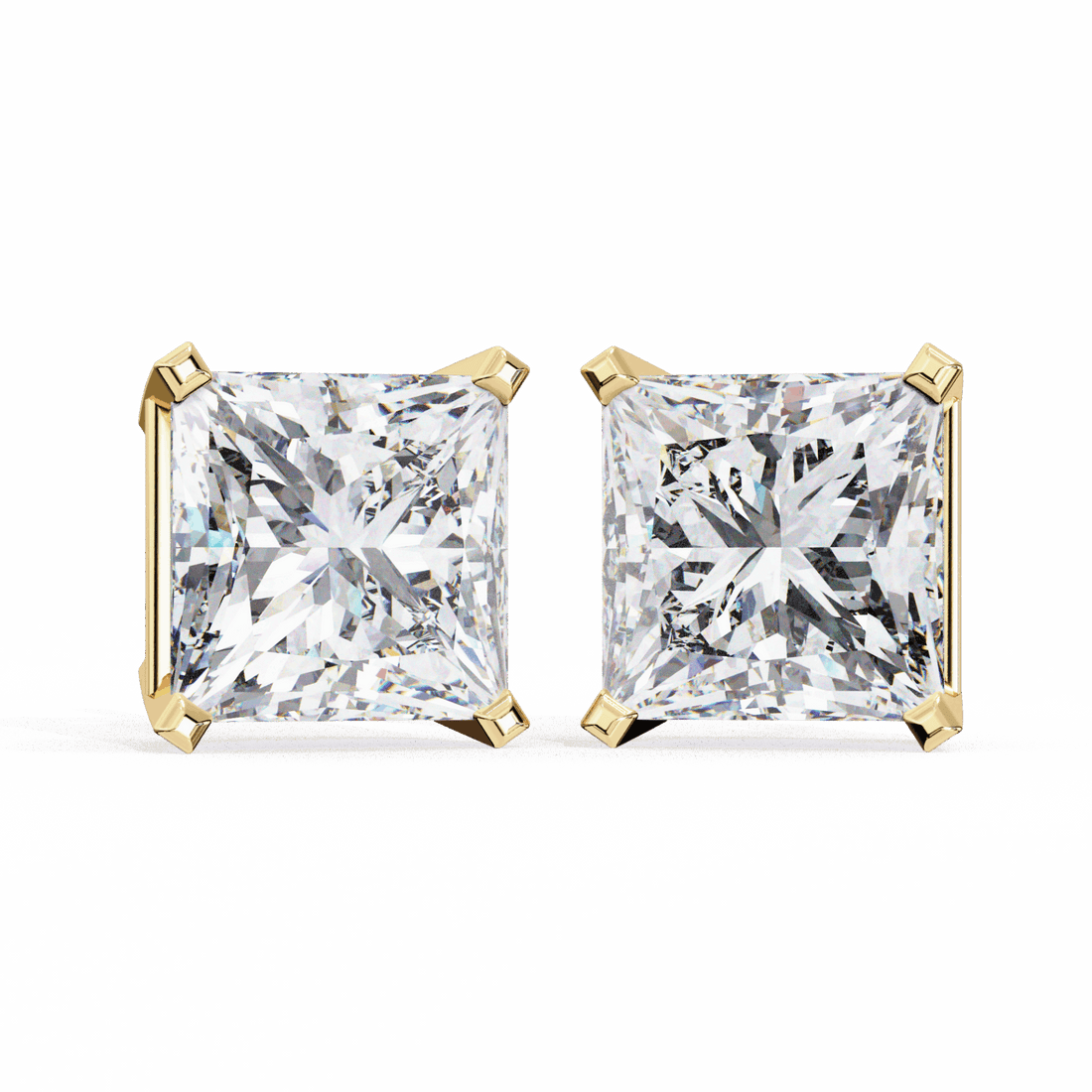3 Carat Refined Princess Solitaire Earrings in Moissanite | House of Estara