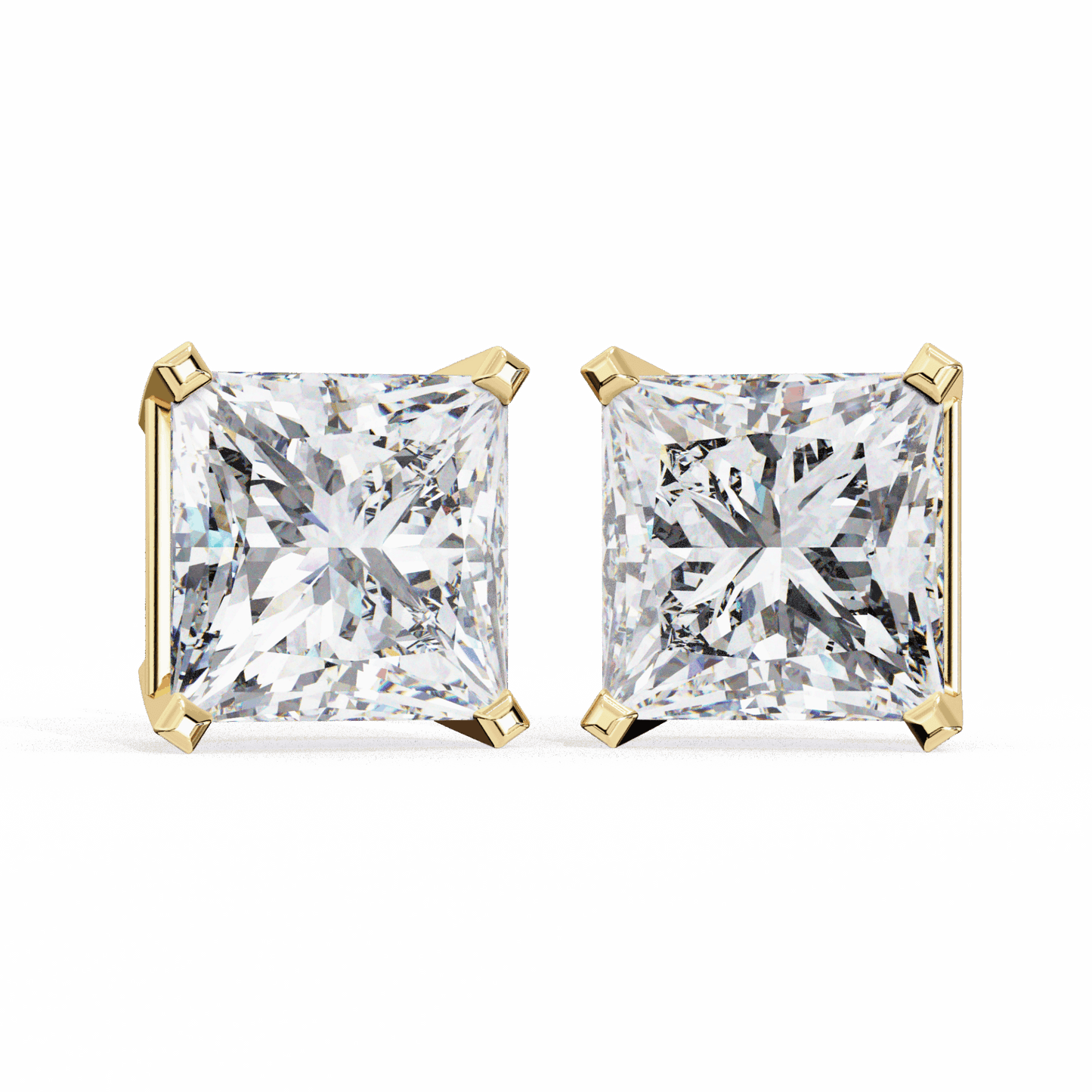 3 Carat Refined Princess Solitaire Earrings in Moissanite | House of Estara