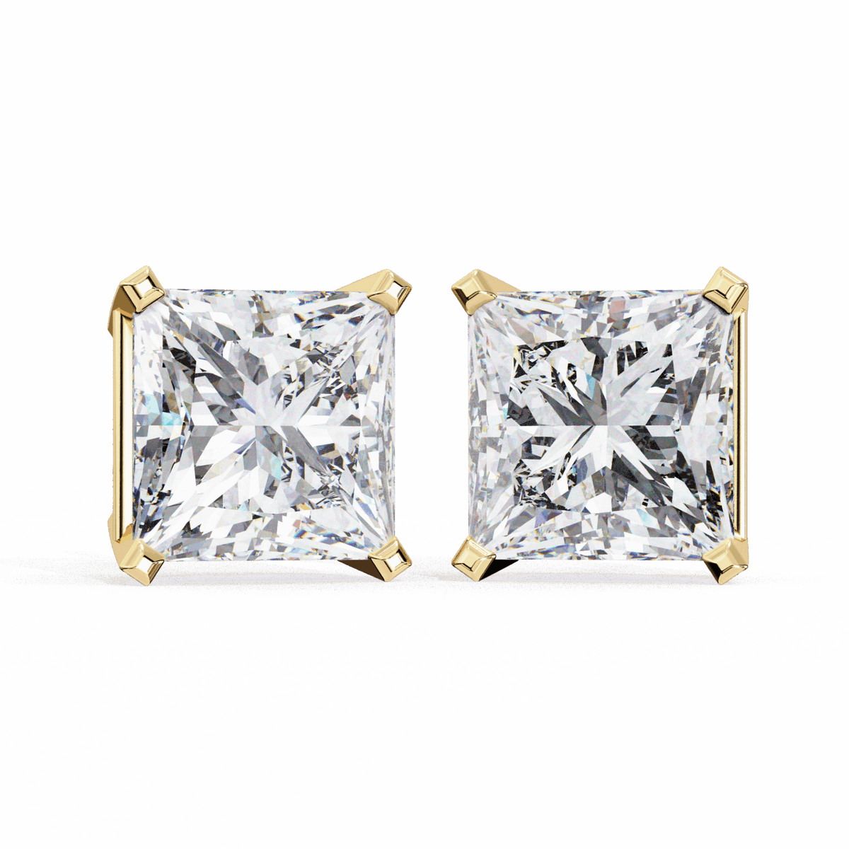 3 Carat Refined Princess Solitaire Earrings in Moissanite | House of Estara
