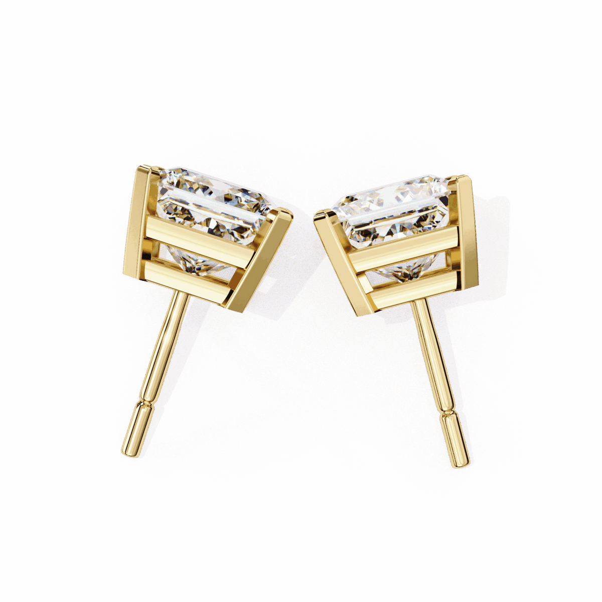 3 Carat Refined Princess Solitaire Earrings in Moissanite | House of Estara