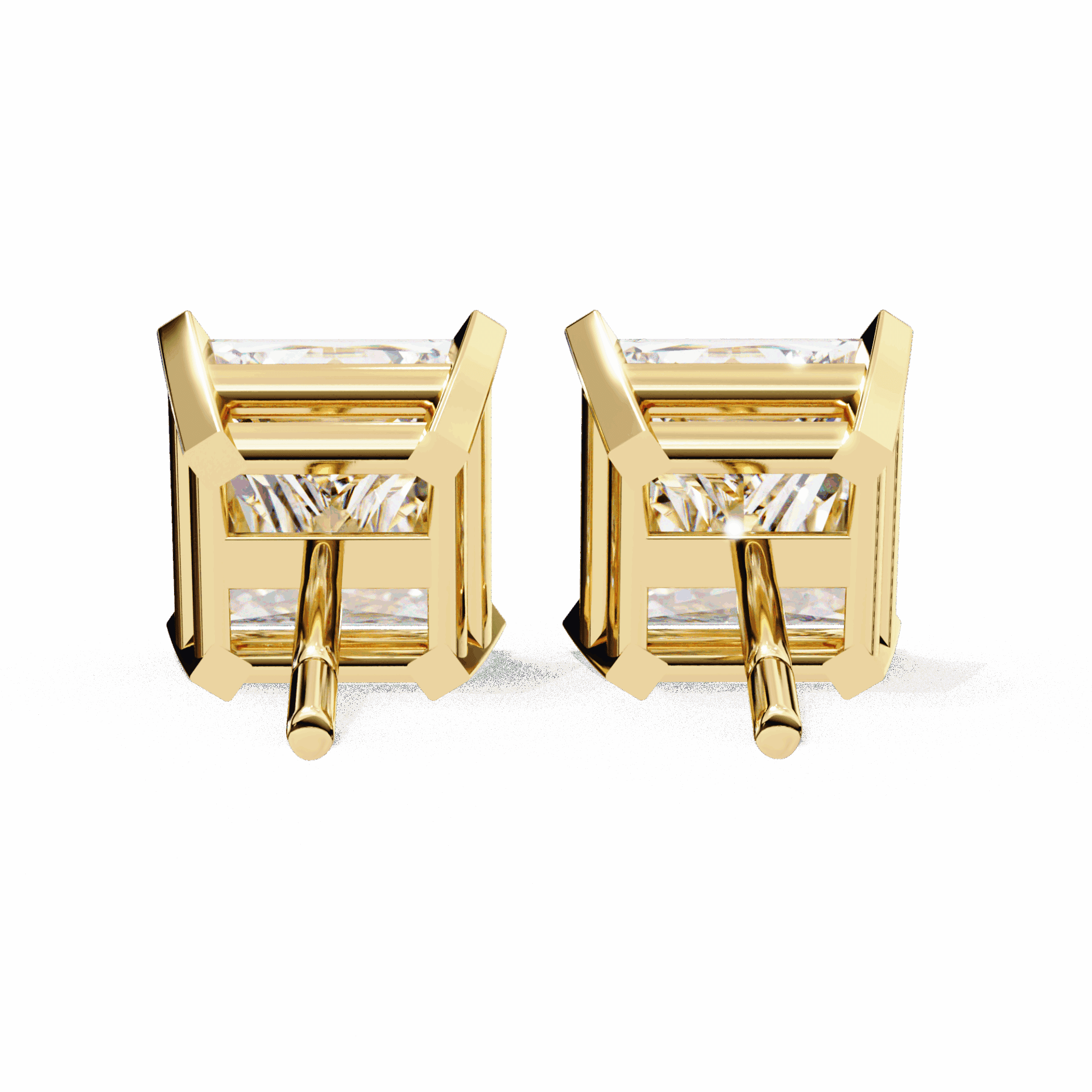 3 Carat Refined Princess Solitaire Earrings in Moissanite | House of Estara