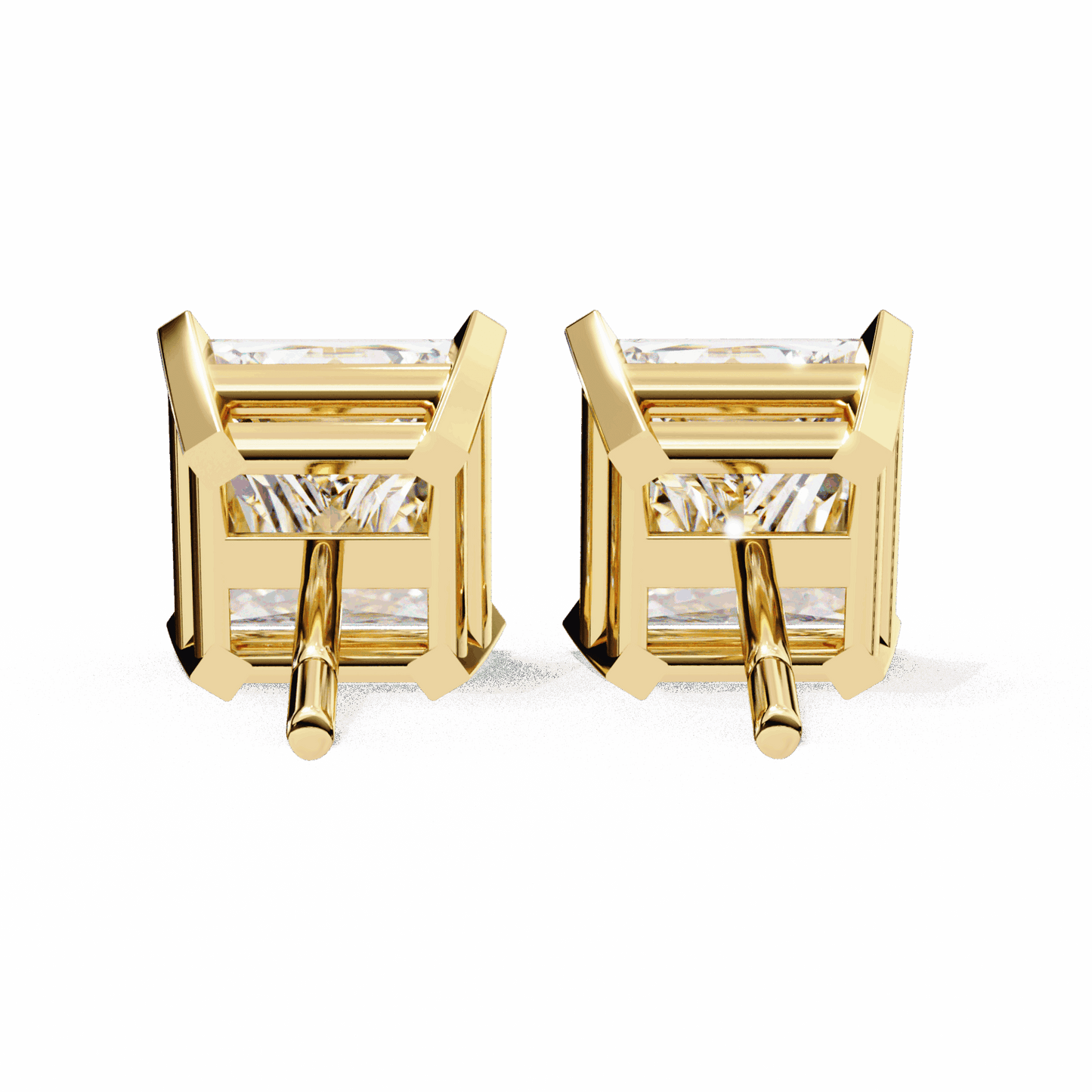 3 Carat Refined Princess Solitaire Earrings in Moissanite | House of Estara