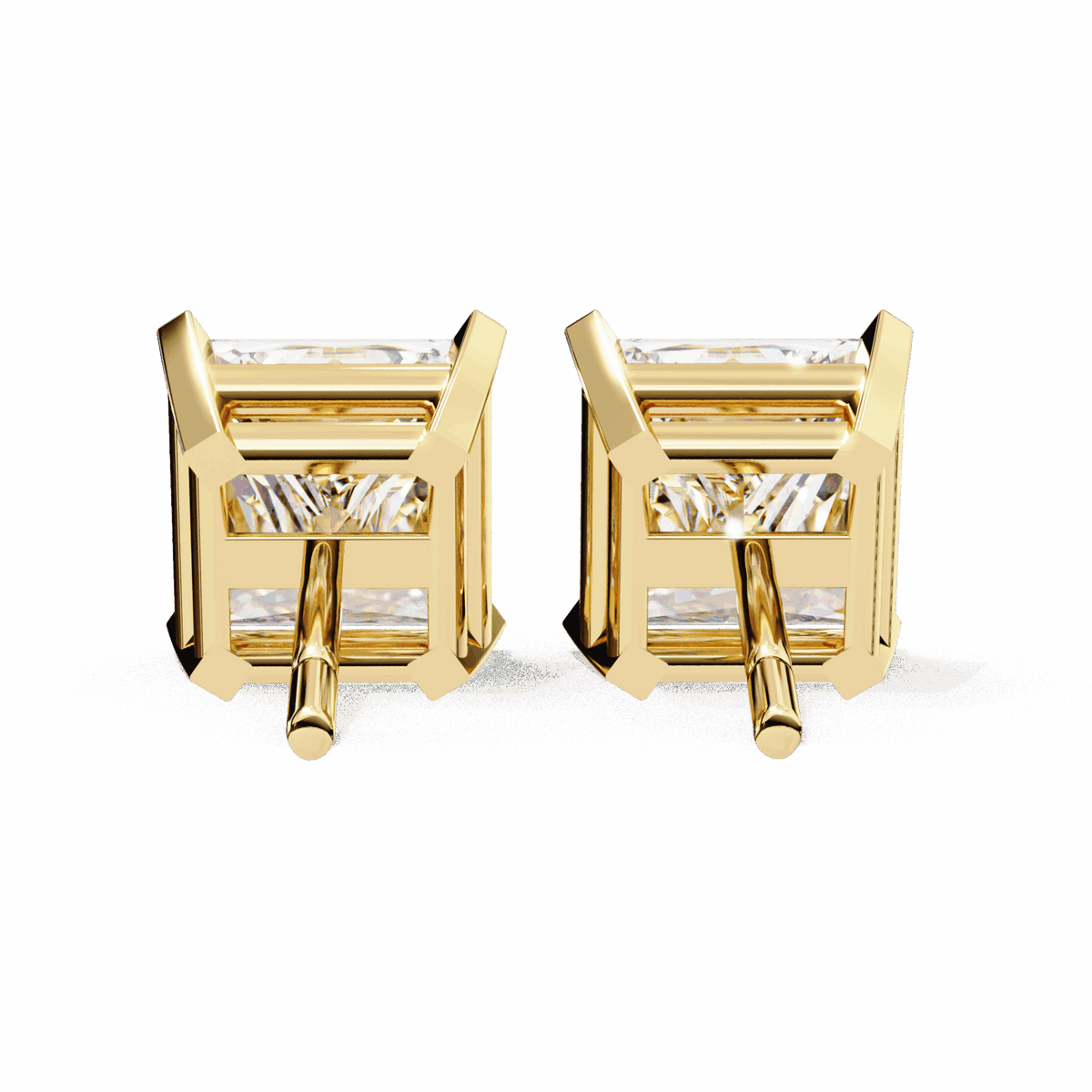 3 Carat Refined Princess Solitaire Earrings in Moissanite | House of Estara