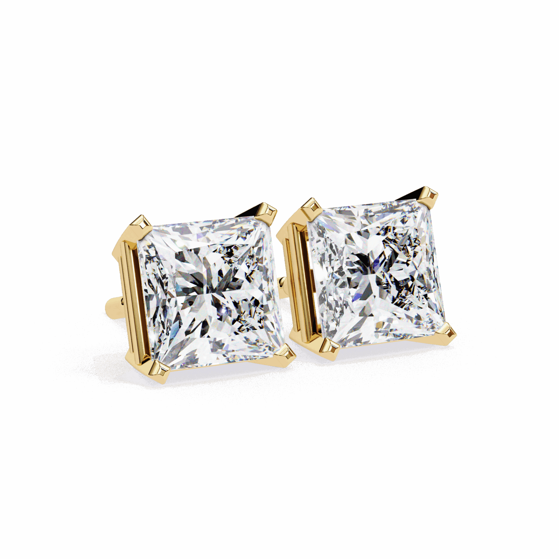3 Carat Refined Princess Solitaire Earrings in Moissanite | House of Estara