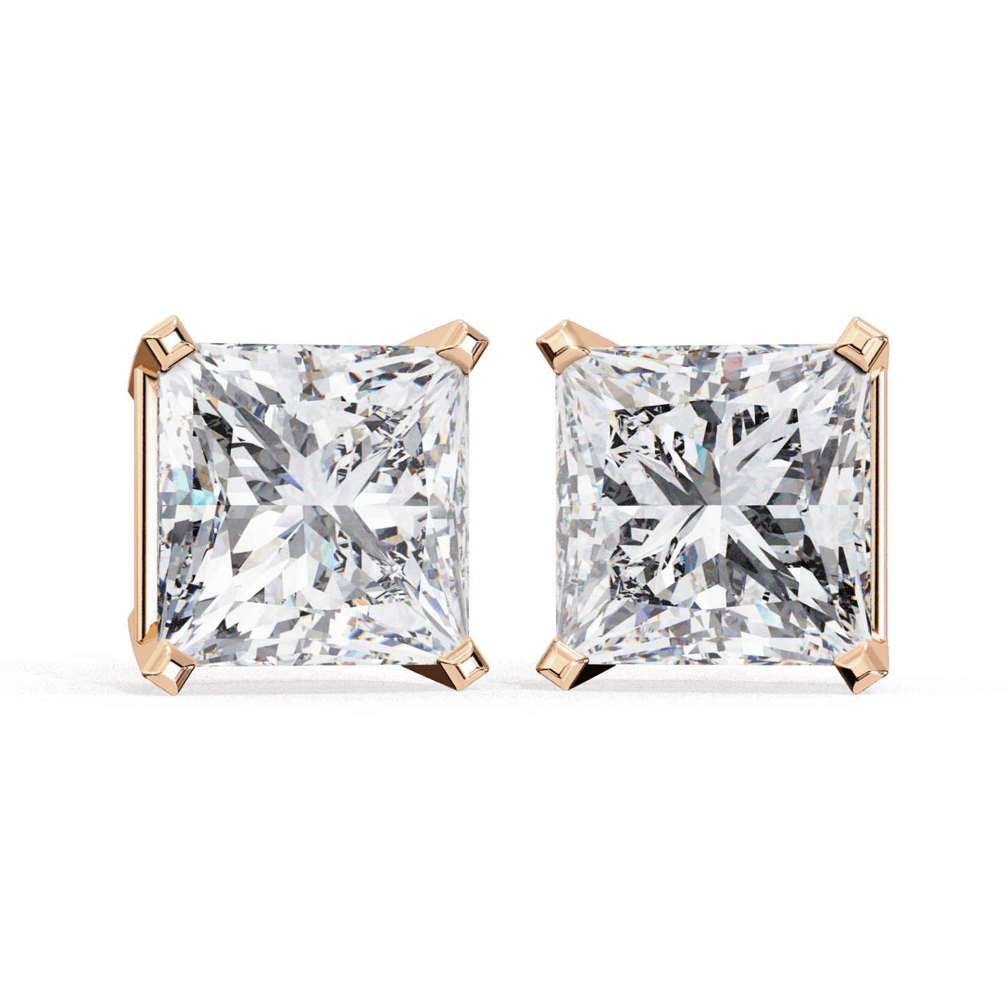 3 Carat Refined Princess Solitaire Earrings in Moissanite | House of Estara