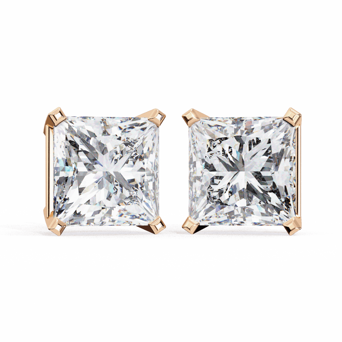 3 Carat Refined Princess Solitaire Earrings in Moissanite | House of Estara