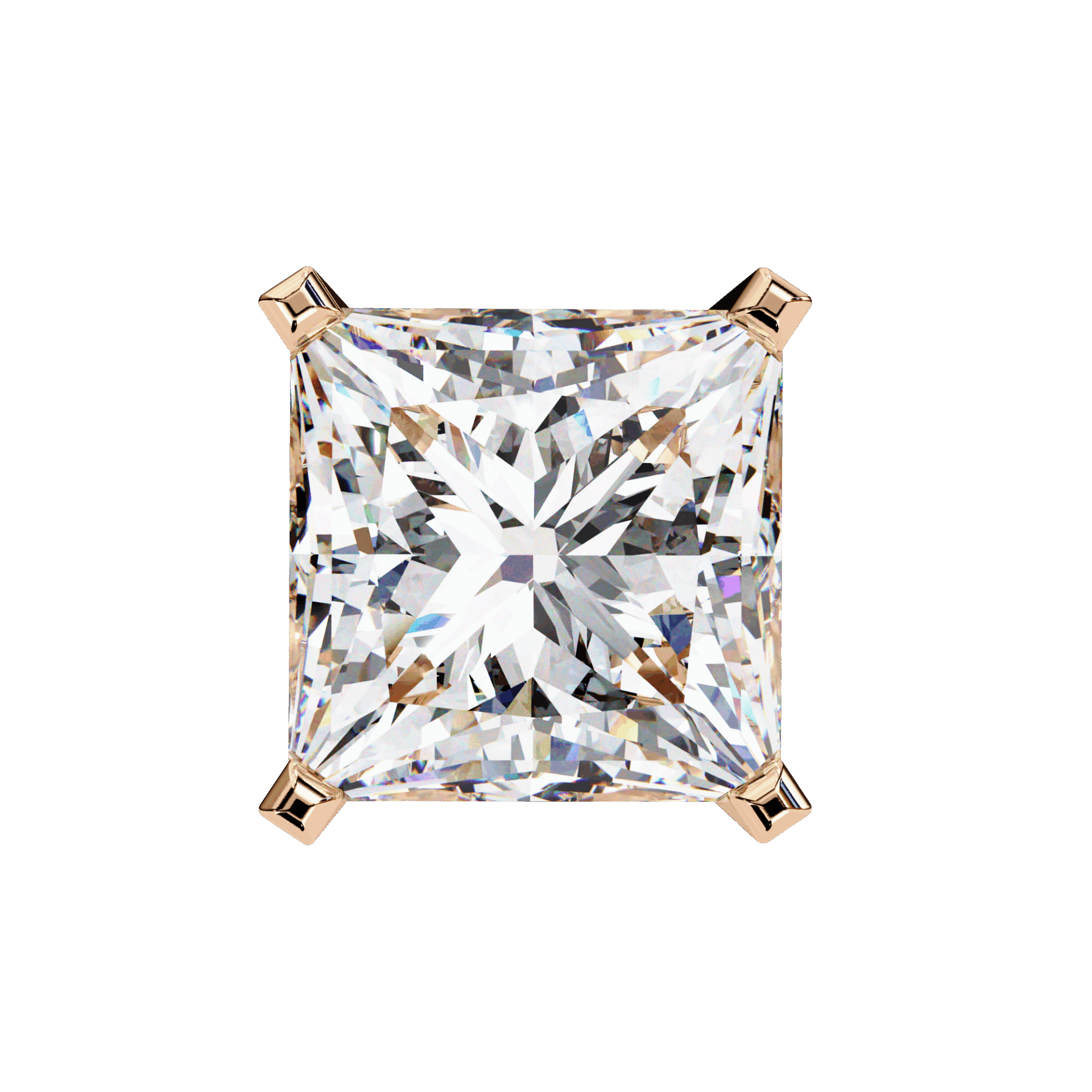 3 Carat Refined Princess Solitaire Earrings in Moissanite | House of Estara