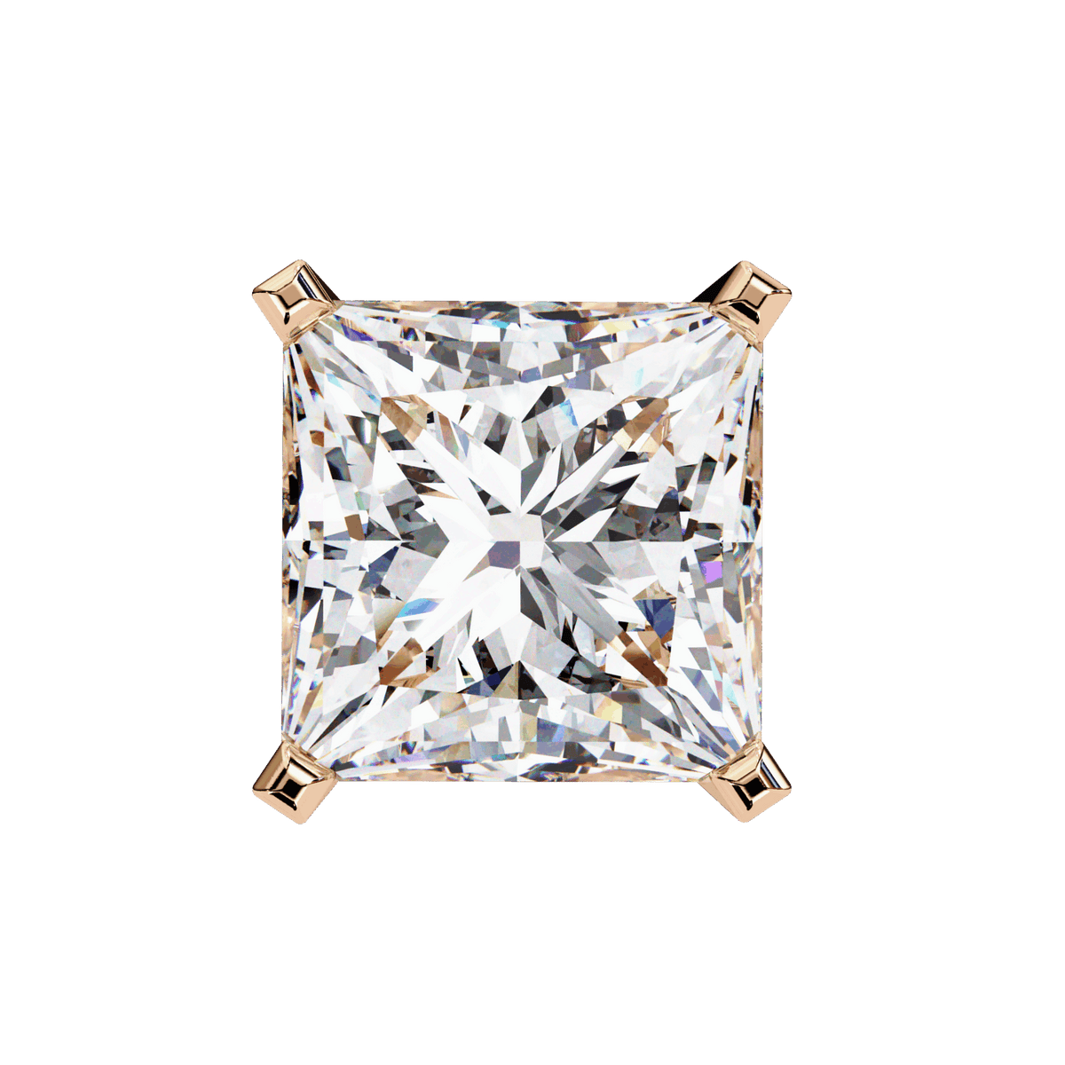 3 Carat Refined Princess Solitaire Earrings in Moissanite | House of Estara