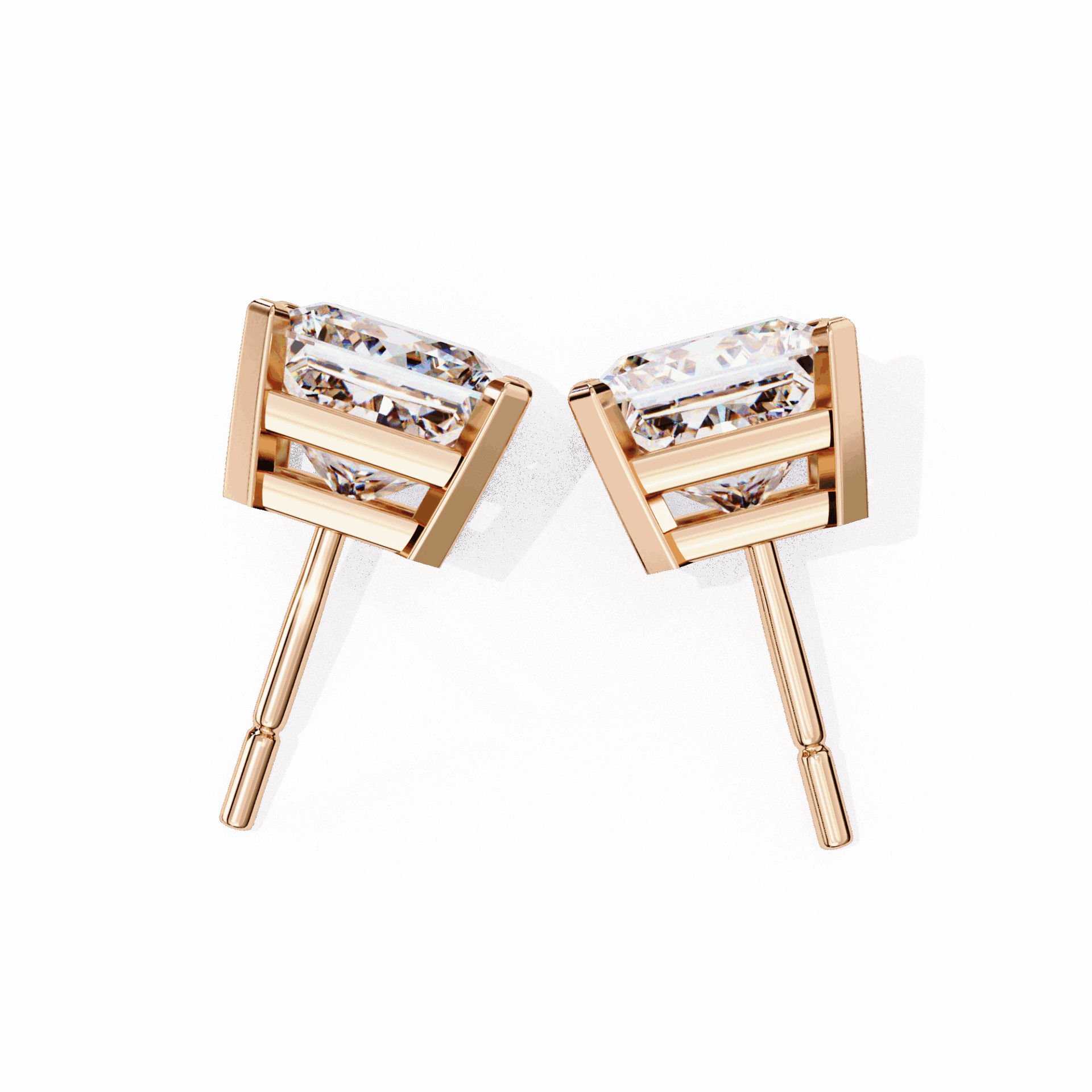 3 Carat Refined Princess Solitaire Earrings in Moissanite | House of Estara