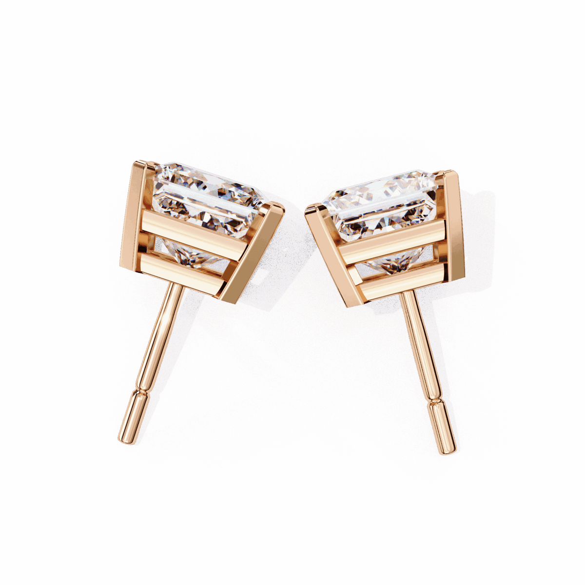 3 Carat Refined Princess Solitaire Earrings in Moissanite | House of Estara