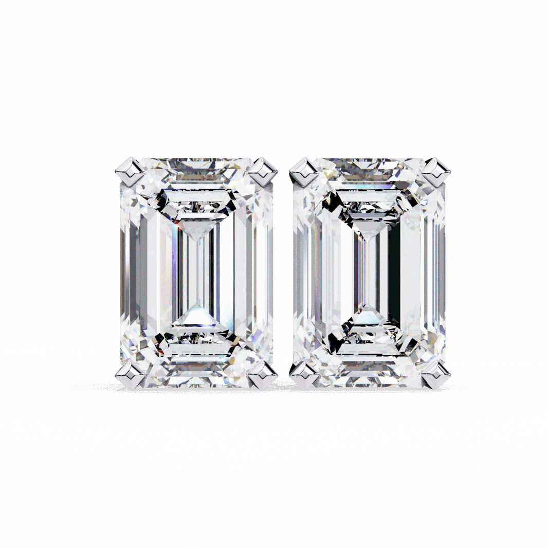 2.5 Carat Emerald Solitaire Earrings in Moissanite | House of Estara