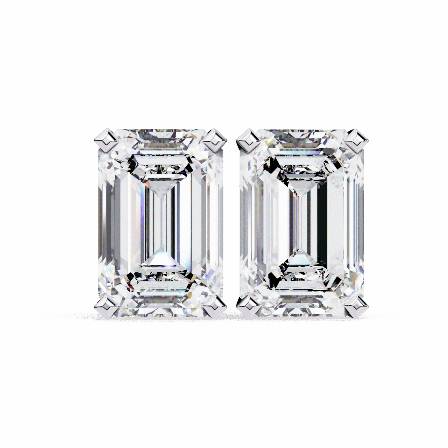 2.5 Carat Emerald Solitaire Earrings in Moissanite | House of Estara