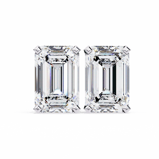 2.5 Carat Emerald Solitaire Earrings in Moissanite | House of Estara