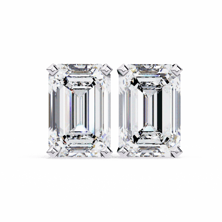 2.5 Carat Emerald Solitaire Earrings in Moissanite | House of Estara