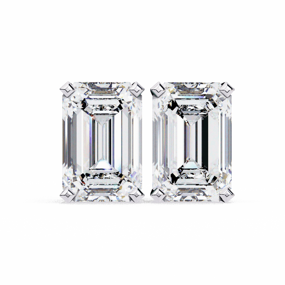 Emerald Cut Elegant Solitaire Stud Earrings