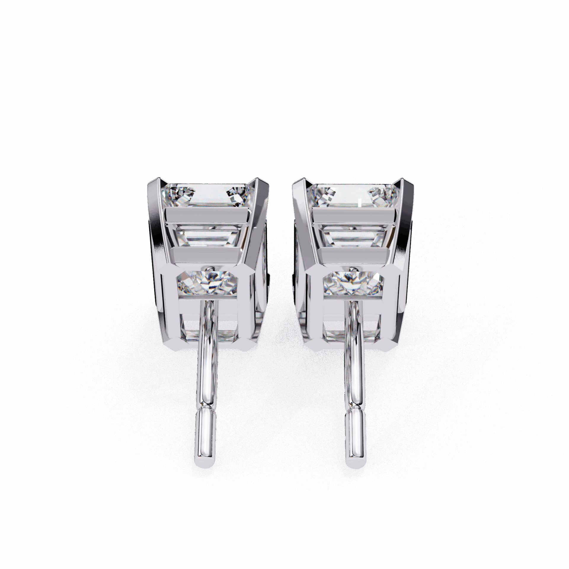 2.5 Carat Emerald Solitaire Earrings in Moissanite | House of Estara