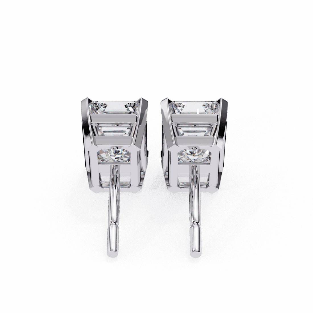 2.5 Carat Emerald Solitaire Earrings in Moissanite | House of Estara