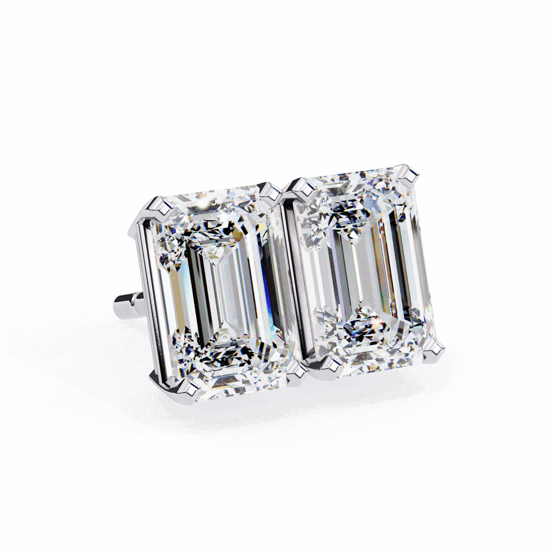 2.5 Carat Emerald Solitaire Earrings in Moissanite | House of Estara