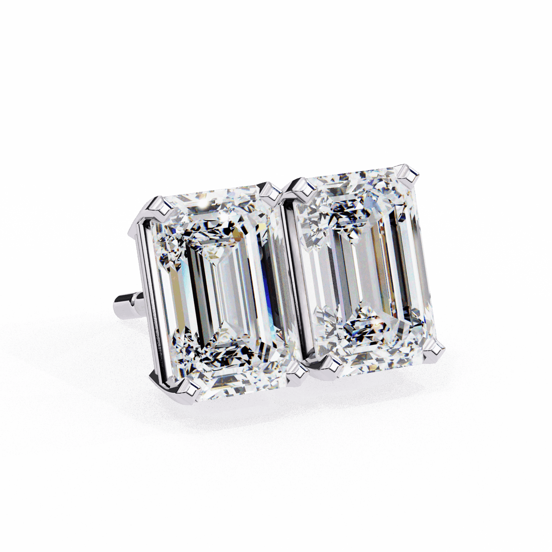 2.5 Carat Emerald Solitaire Earrings in Moissanite | House of Estara