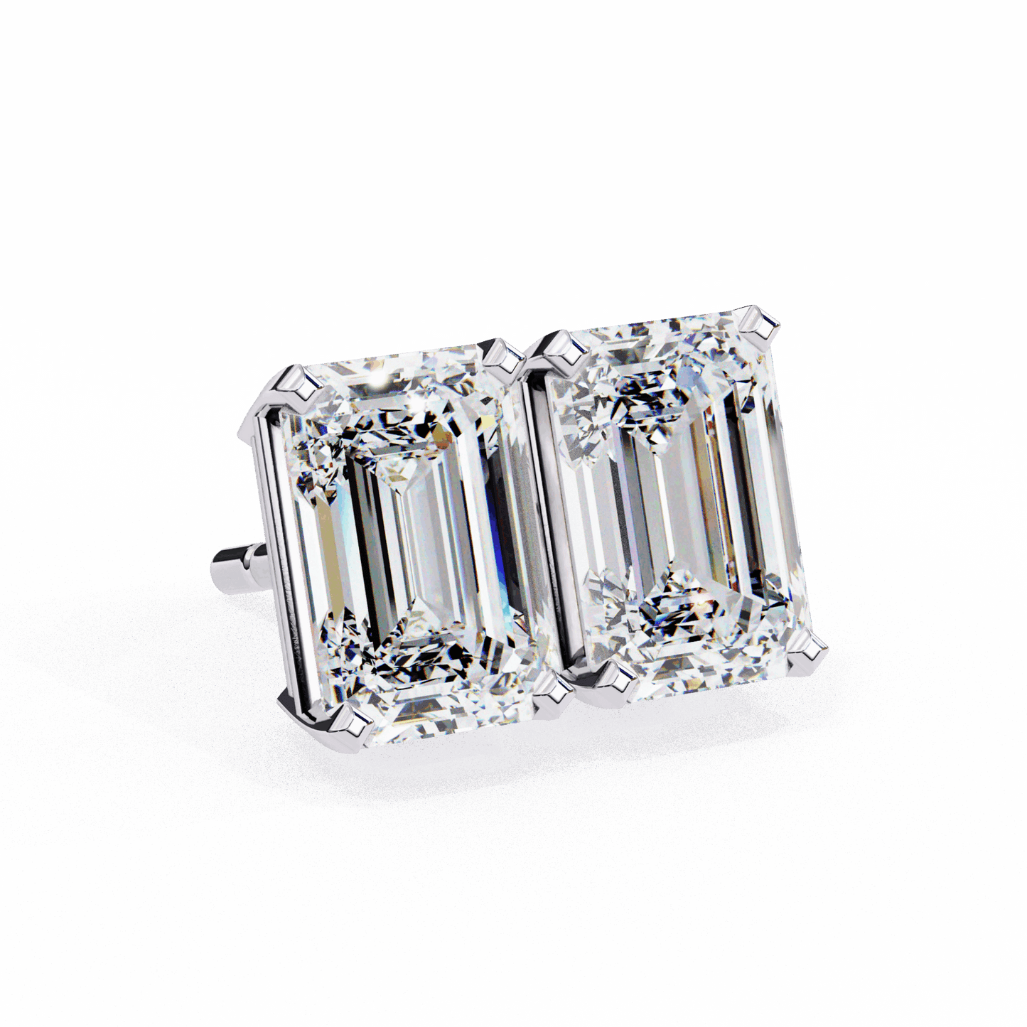 2.5 Carat Emerald Solitaire Earrings in Moissanite | House of Estara