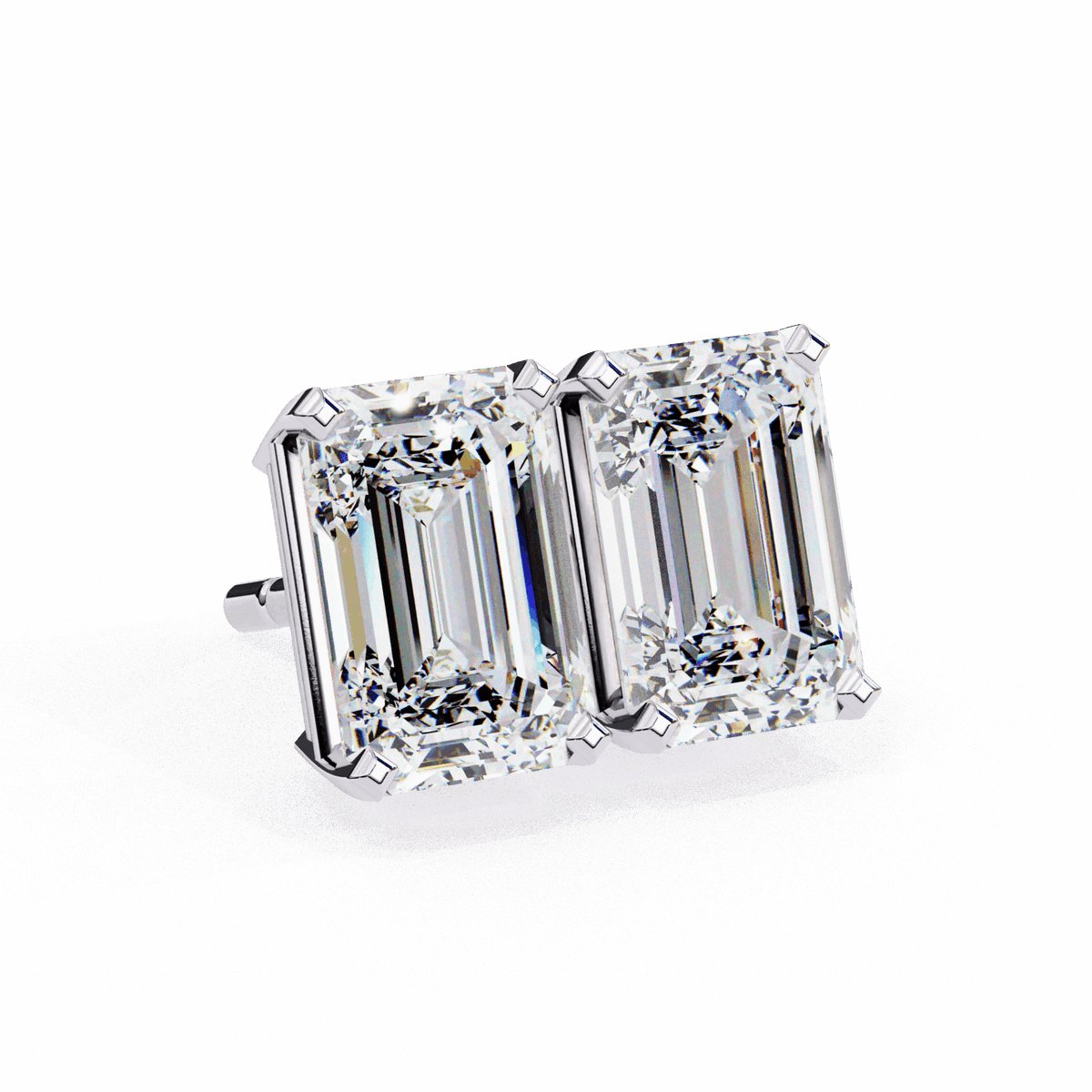 2.5 Carat Emerald Solitaire Earrings in Moissanite | House of Estara