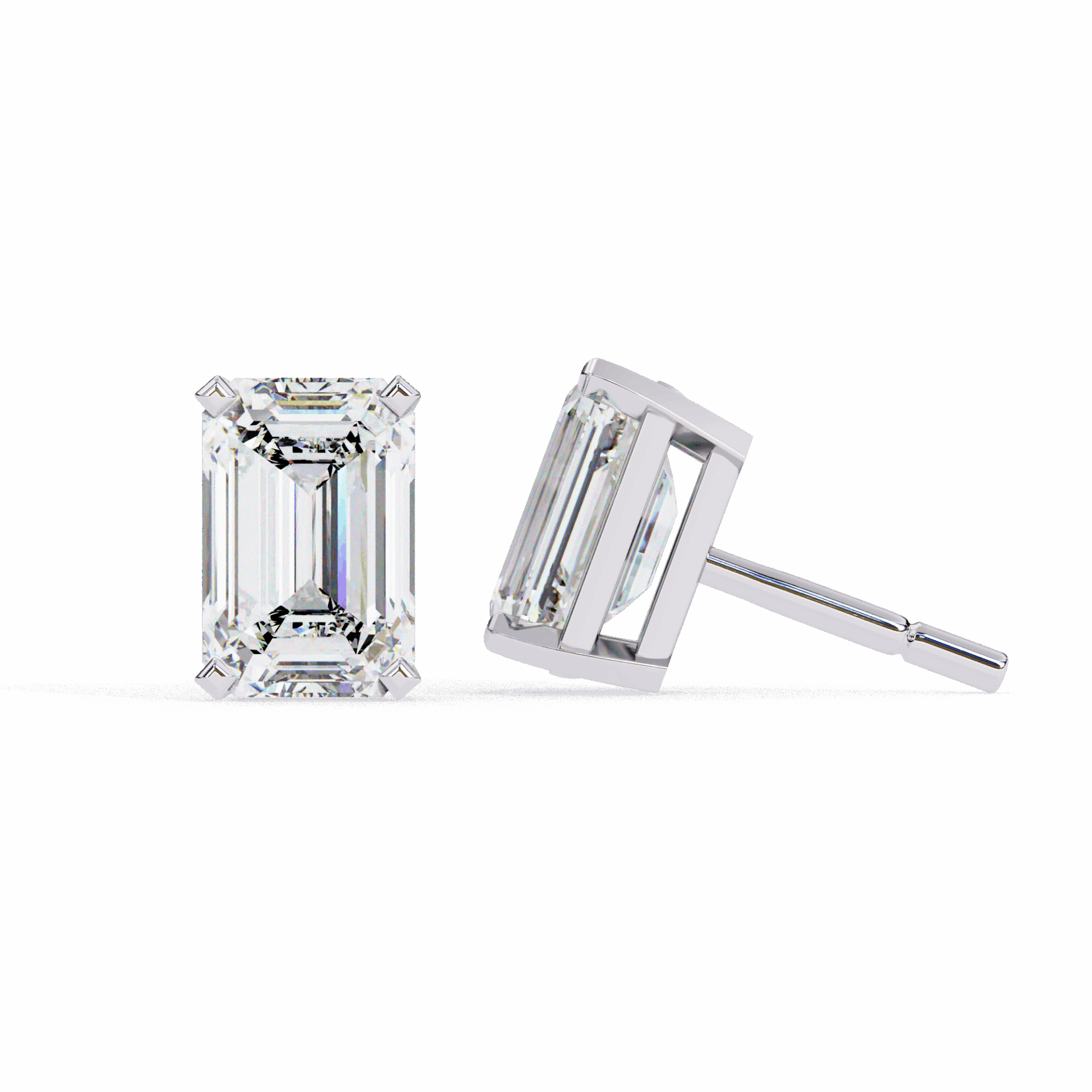 2.5 Carat Emerald Solitaire Earrings in Moissanite | House of Estara
