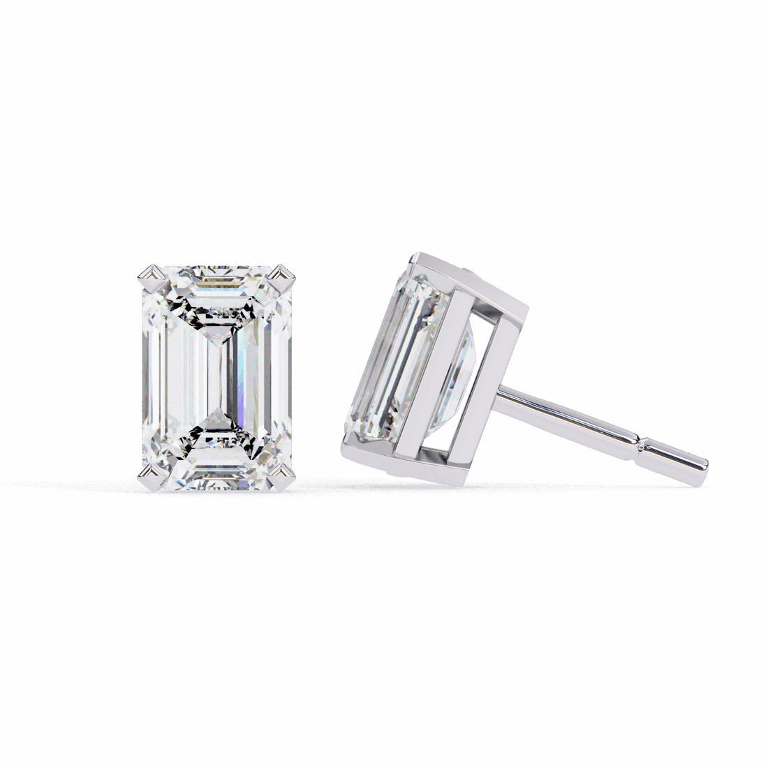 2.5 Carat Emerald Solitaire Earrings in Moissanite | House of Estara