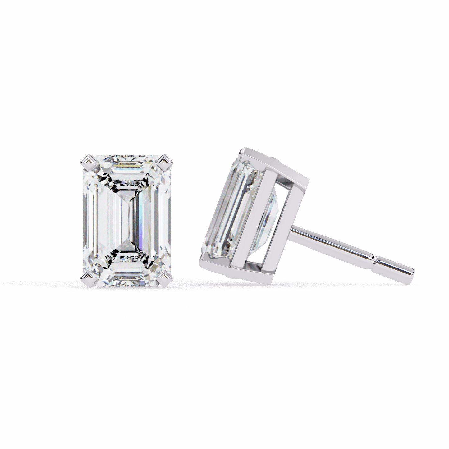 2.5 Carat Emerald Solitaire Earrings in Moissanite | House of Estara