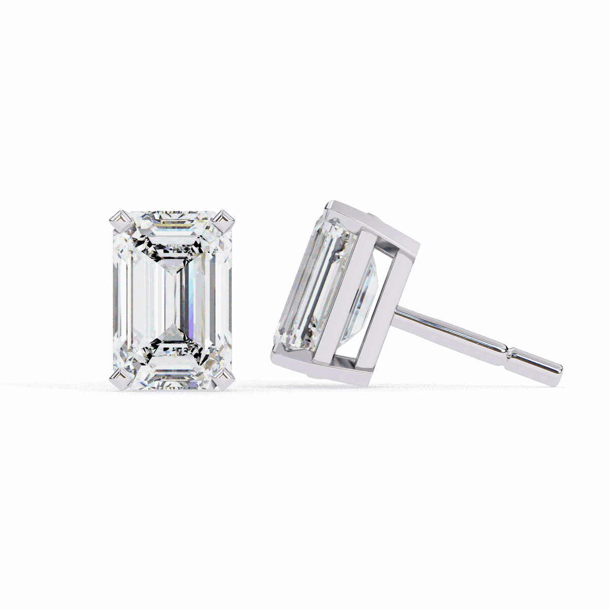 2.5 Carat Emerald Solitaire Earrings in Moissanite | House of Estara
