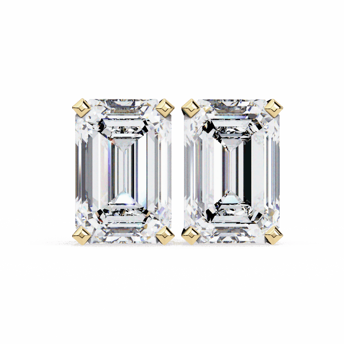 2.5 Carat Emerald Solitaire Earrings in Moissanite | House of Estara