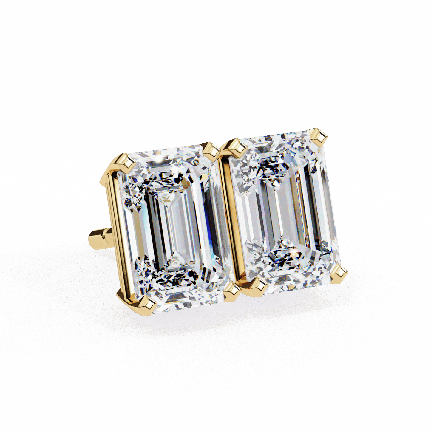 2.5 Carat Emerald Solitaire Earrings in Moissanite | House of Estara