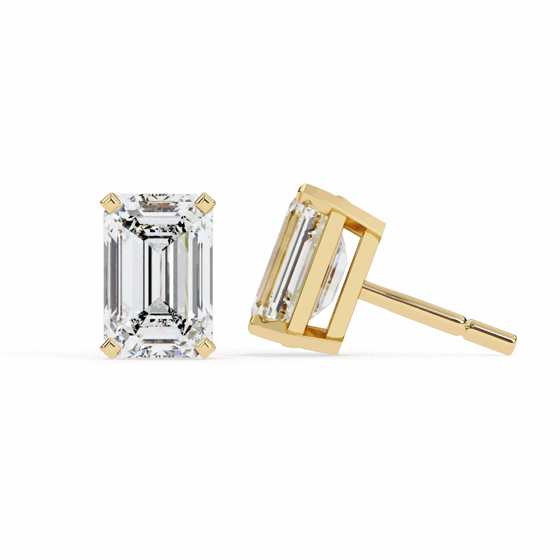 2.5 Carat Emerald Solitaire Earrings in Moissanite | House of Estara