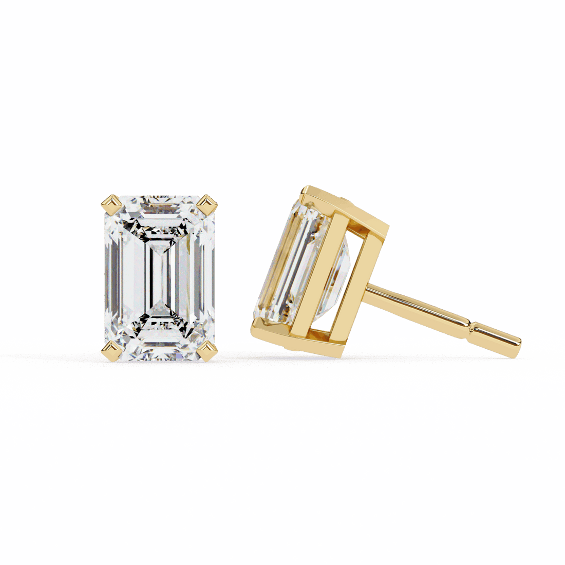 2.5 Carat Emerald Solitaire Earrings in Moissanite | House of Estara