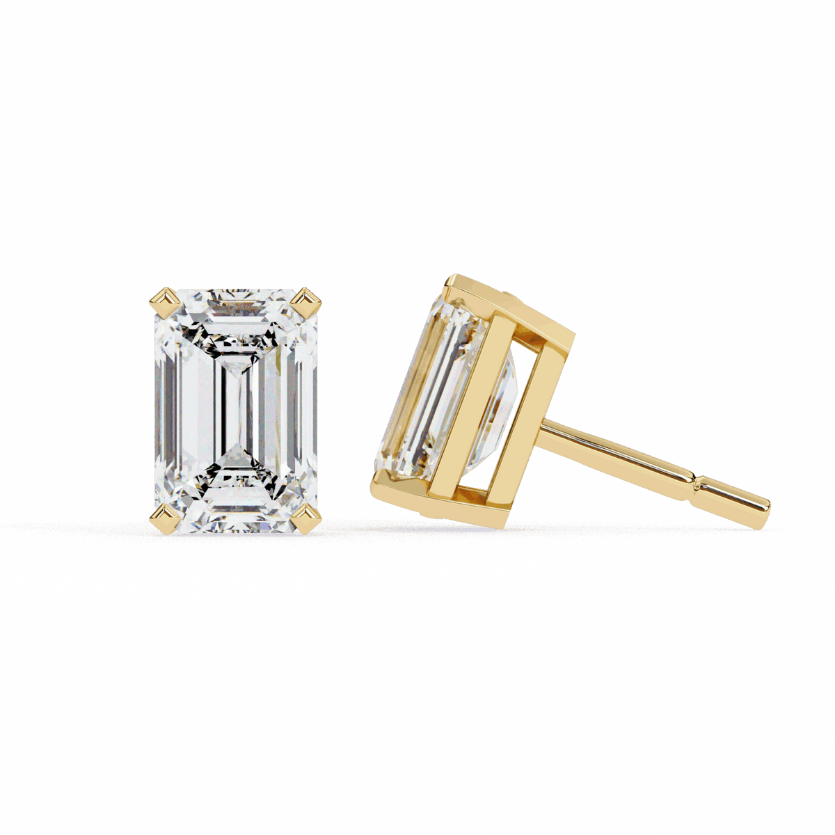 2.5 Carat Emerald Solitaire Earrings in Moissanite | House of Estara
