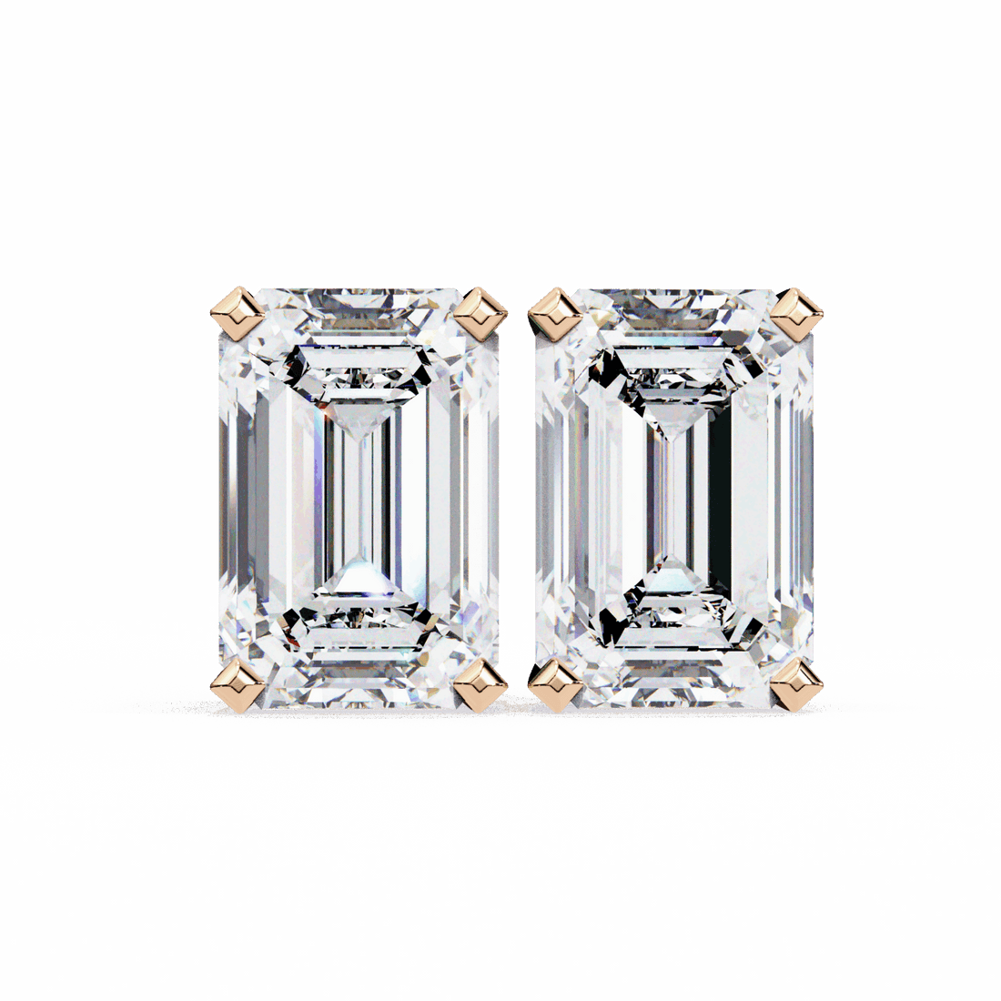 2.5 Carat Emerald Solitaire Earrings in Moissanite | House of Estara
