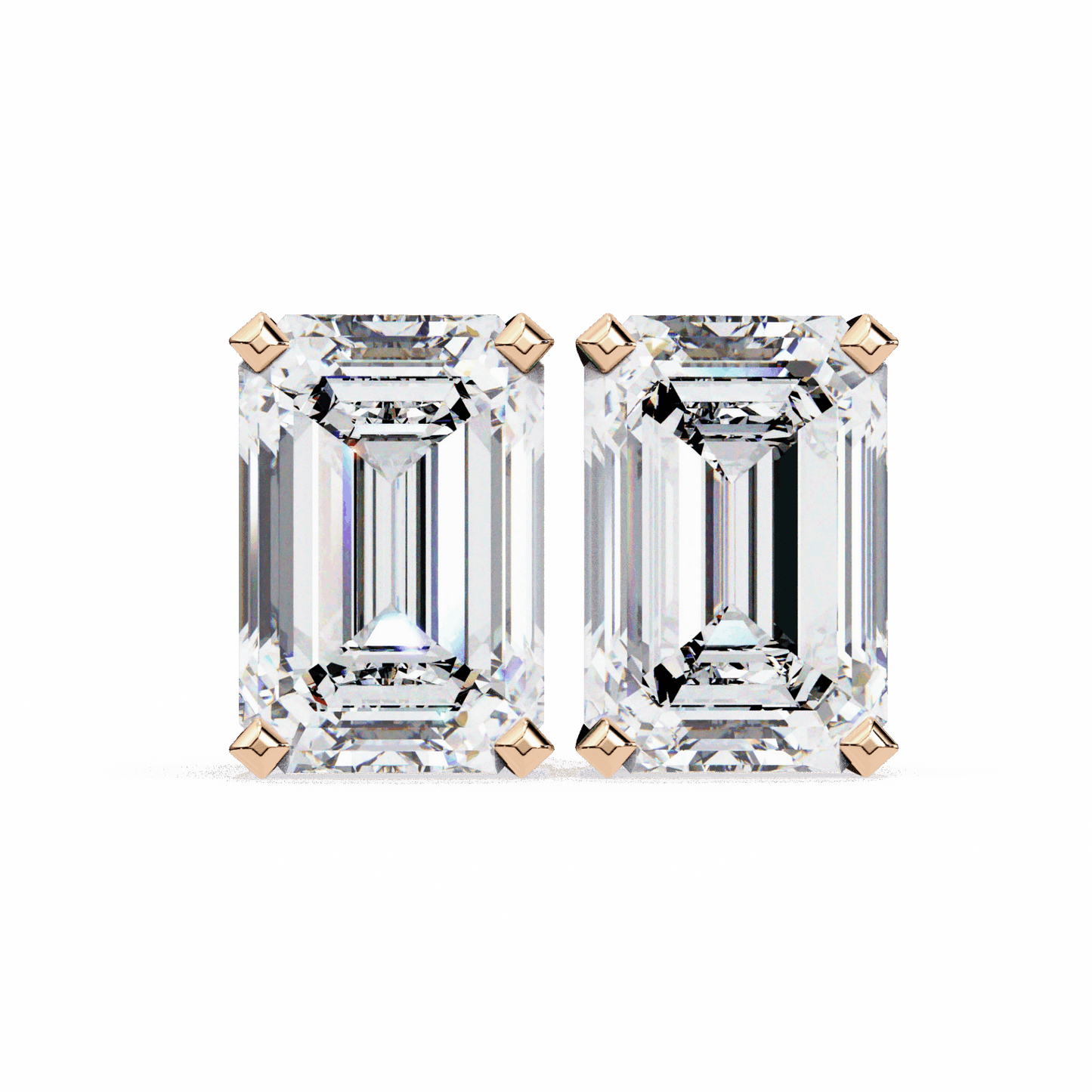 2.5 Carat Emerald Solitaire Earrings in Moissanite | House of Estara