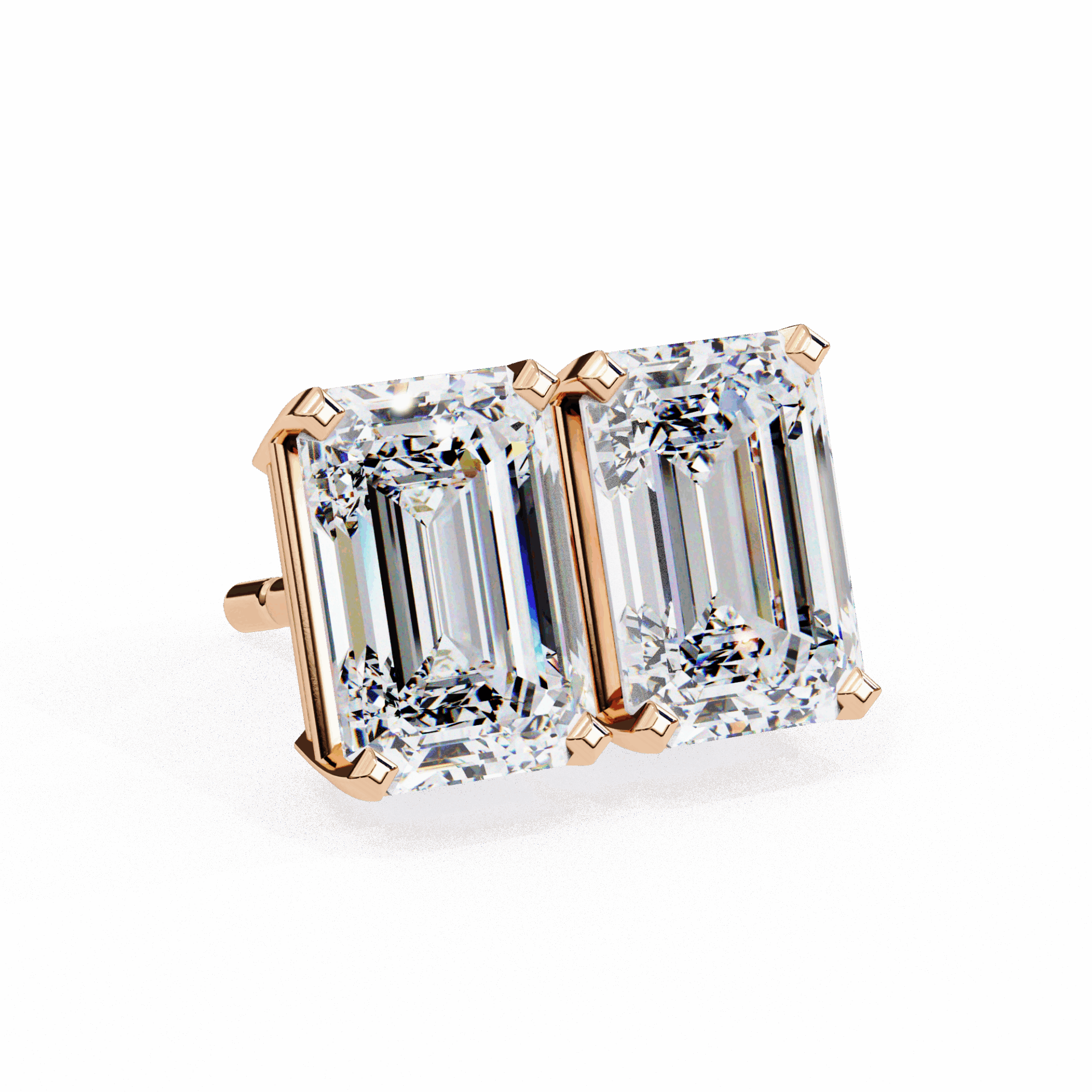 2.5 Carat Emerald Solitaire Earrings in Moissanite | House of Estara
