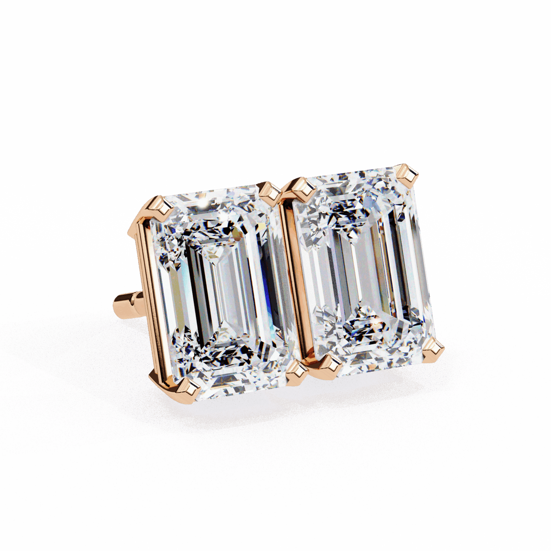 2.5 Carat Emerald Solitaire Earrings in Moissanite | House of Estara