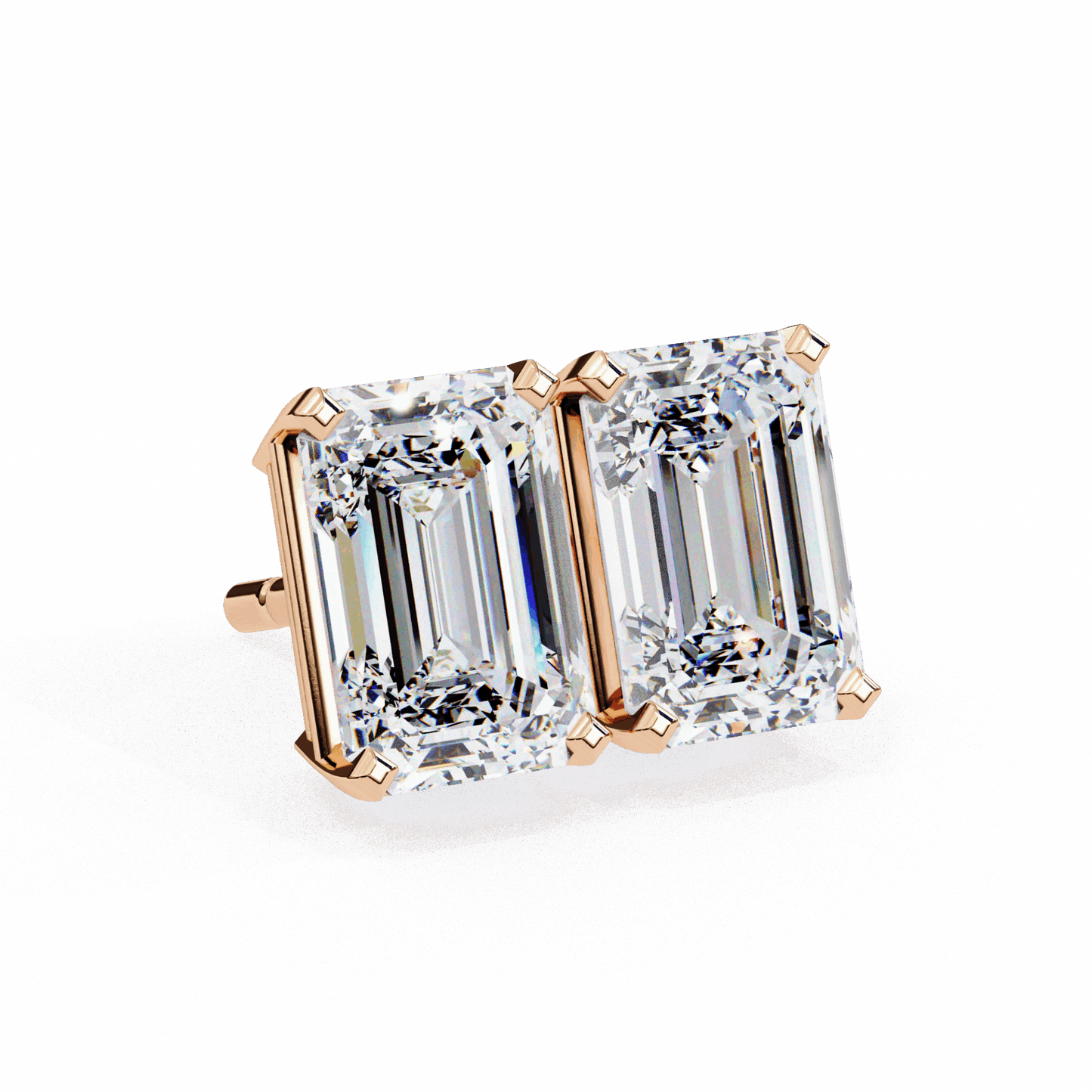2.5 Carat Emerald Solitaire Earrings in Moissanite | House of Estara