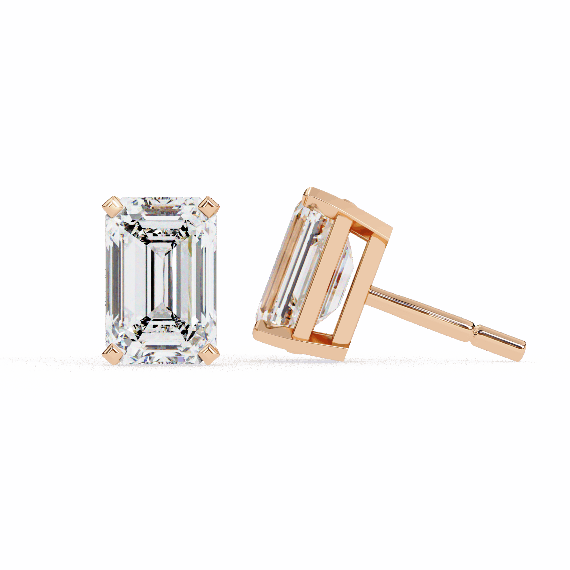 2.5 Carat Emerald Solitaire Earrings in Moissanite | House of Estara