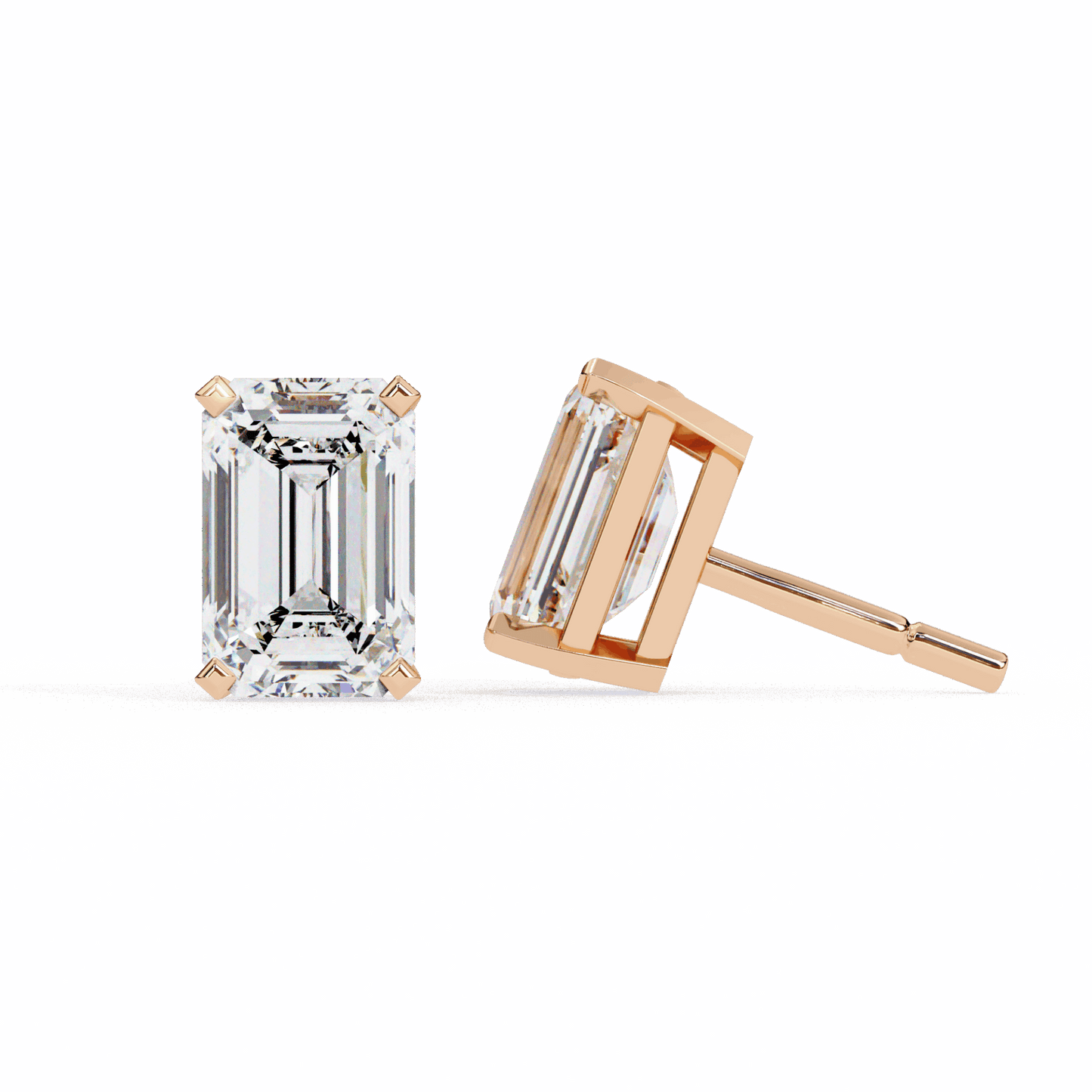 2.5 Carat Emerald Solitaire Earrings in Moissanite | House of Estara