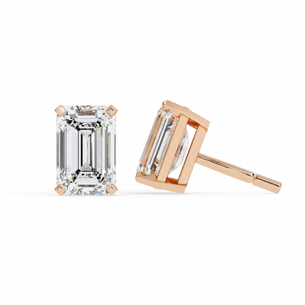 2.5 Carat Emerald Solitaire Earrings in Moissanite | House of Estara