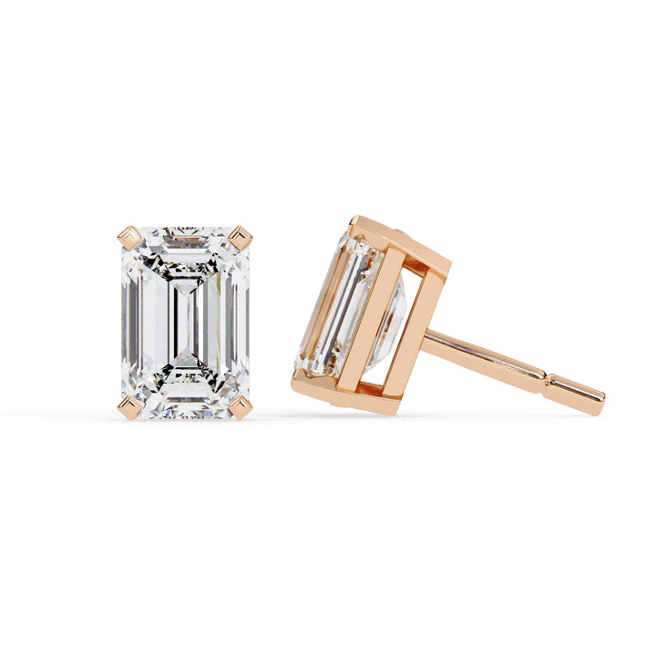 2.5 Carat Emerald Solitaire Earrings in Moissanite | House of Estara