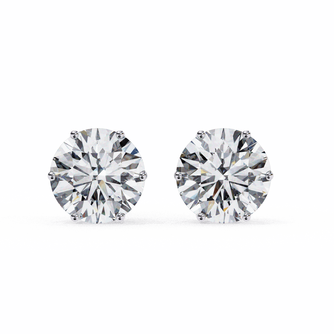 2.5 Carat Classic Round Solitaire Earrings in Moissanite | House of Estara