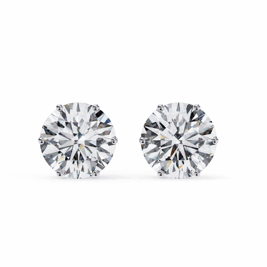 2.5 Carat Classic Round Solitaire Earrings in Moissanite | House of Estara