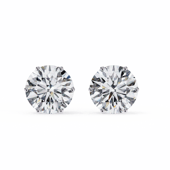 2.5 Carat Classic Round Solitaire Earrings in Moissanite | House of Estara