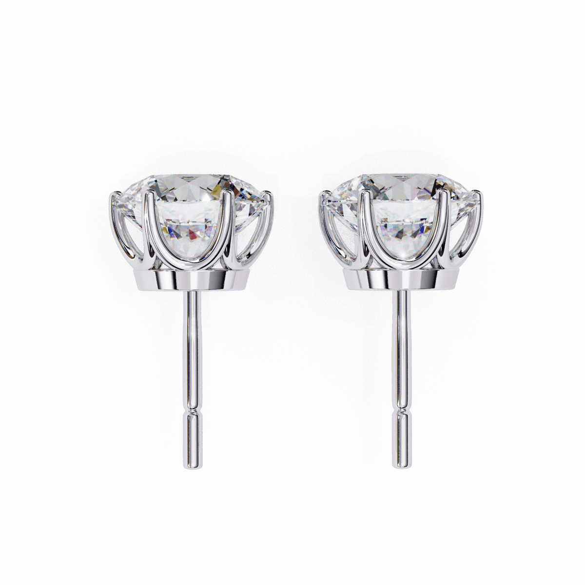 2.5 Carat Classic Round Solitaire Earrings in Moissanite | House of Estara