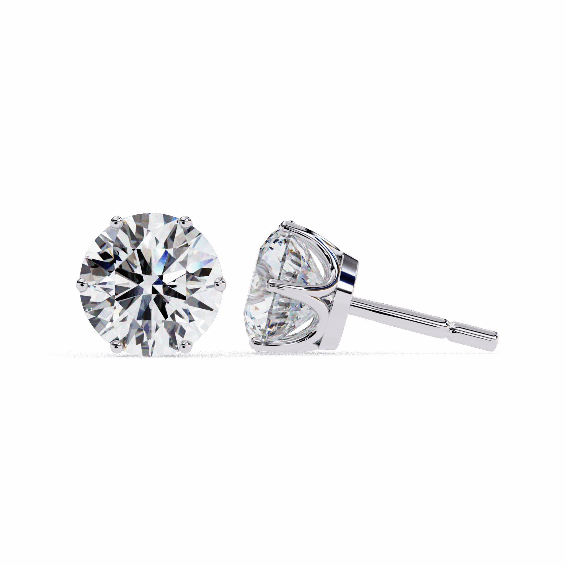 2.5 Carat Classic Round Solitaire Earrings in Moissanite | House of Estara